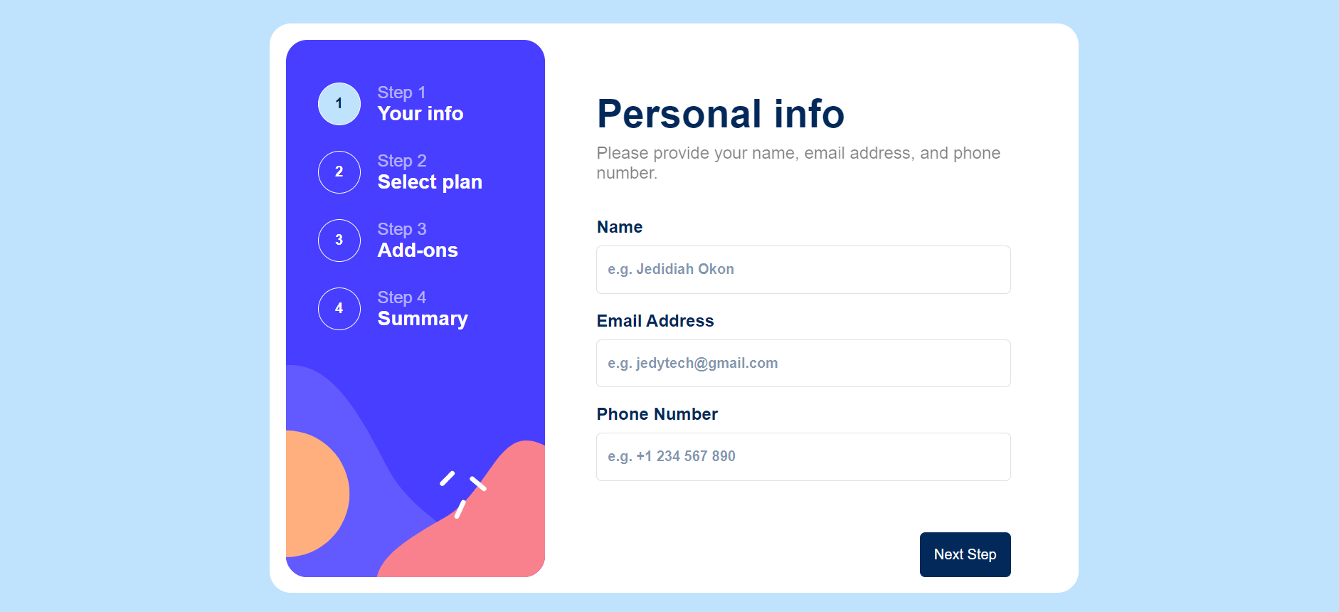 frontend mentor multi-form